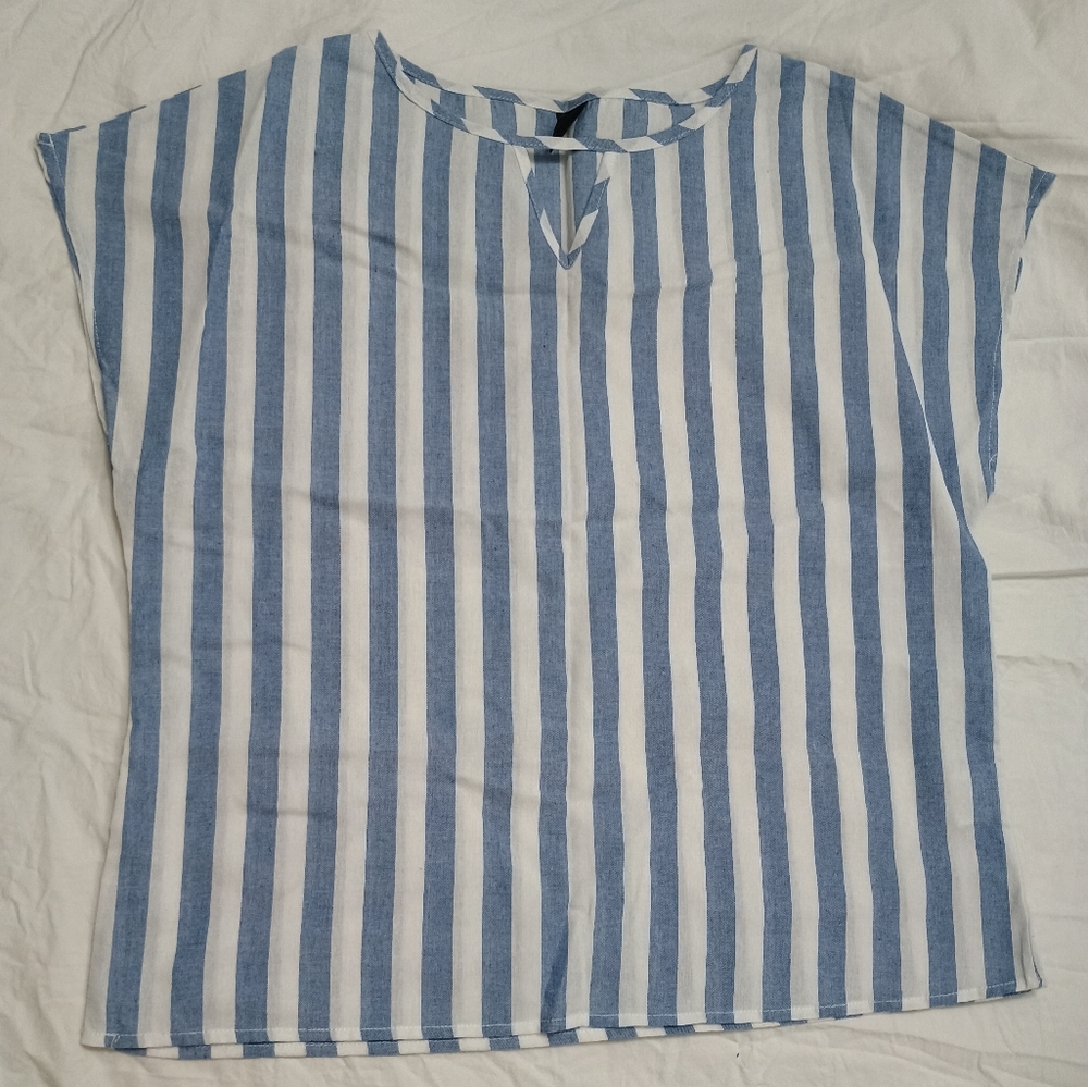 Blue and White Striped Tee